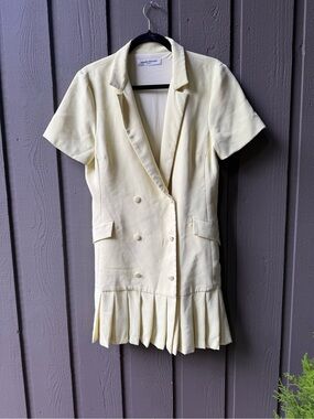 Amanda Uprichard lime green Short-Sleeve Double-Breasted Blazer Dress Large